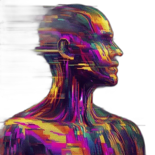 face, robot, mask, hair, cyberpunk, vaporwave, concept art, pixel art transparent PNG cut-out