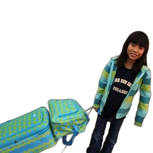 jacket, 3d render, girl, striped, stands, next, two, blue transparent PNG cut-out