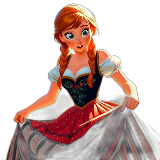 dress, crown, face, cartoon, concept art, fantasy art, 3d render, red transparent PNG cut-out