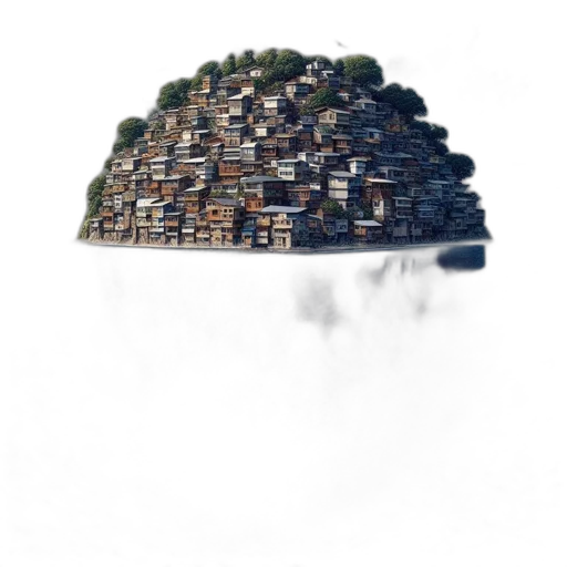 umbrella, hat, tree, building, 3d render, concept art, photorealistic, fantasy art transparent PNG cut-out