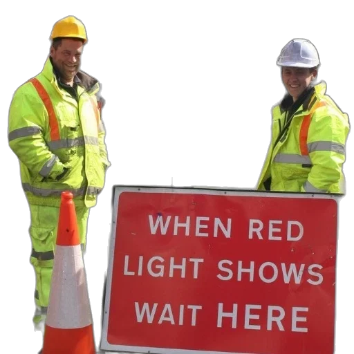 staff, neon lights, red, two, men, yellow, safety, gear transparent PNG cut-out