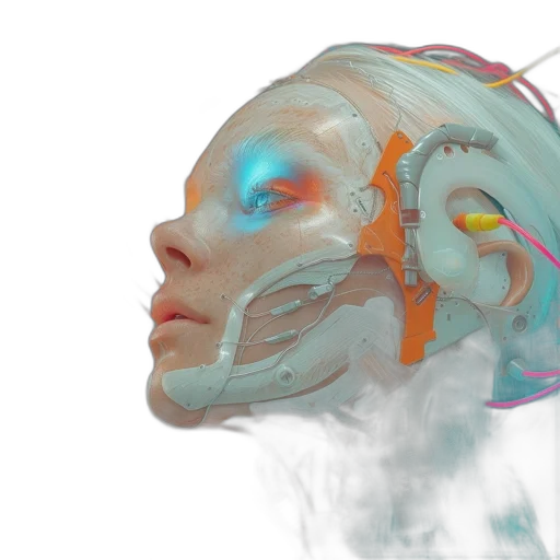 robot, mask, concept art, cyberpunk, 3d render, photorealistic, pastel, detailed transparent PNG cut-out