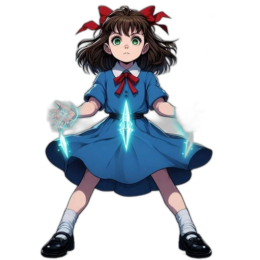 dress, staff, flower, weapon, anime, concept art, pixel art, cartoon transparent PNG cut-out