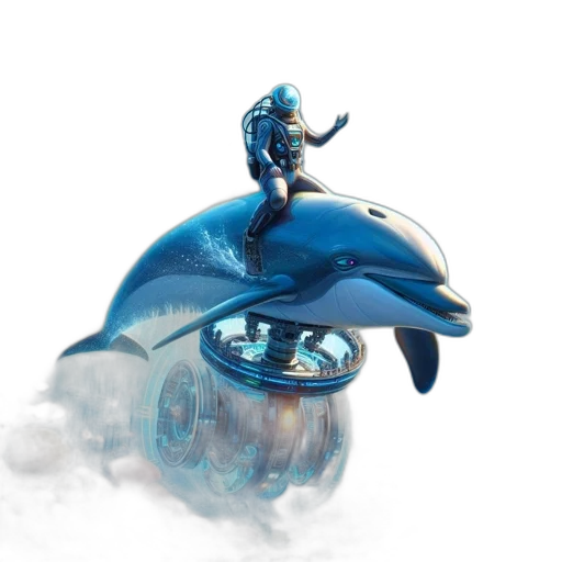 dragon, concept art, 3d render, fantasy art, underwater, blue, outer-space, view transparent PNG cut-out