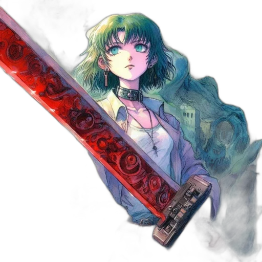 sword, weapon, staff, watercolor, fantasy art, anime, vaporwave, fire transparent PNG cut-out