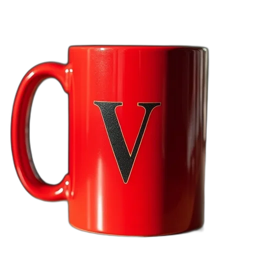 3d render, large, red, mug transparent PNG cut-out