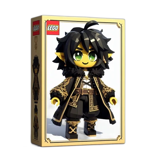 fantasy art, concept art, 3d render, lego, box, contains, yellow-skinned, figure transparent PNG cut-out
