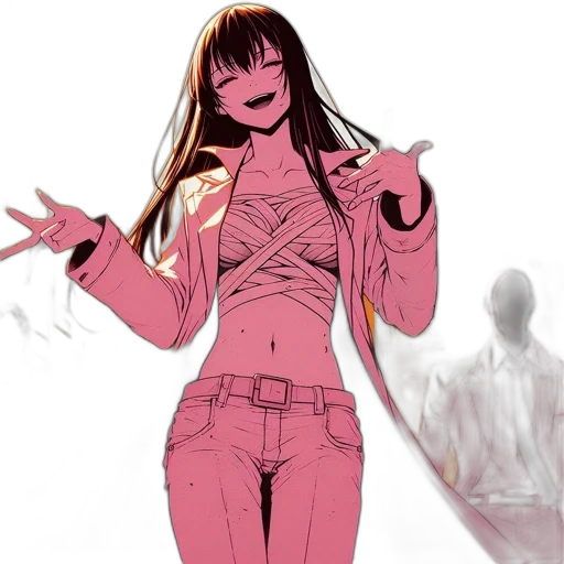 creature, jacket, dress, concept art, anime, cyberpunk, cartoon, neon lights transparent PNG cut-out