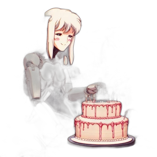 robot, staff, food, weapon, pixel art, concept art, anime, 3d render transparent PNG cut-out