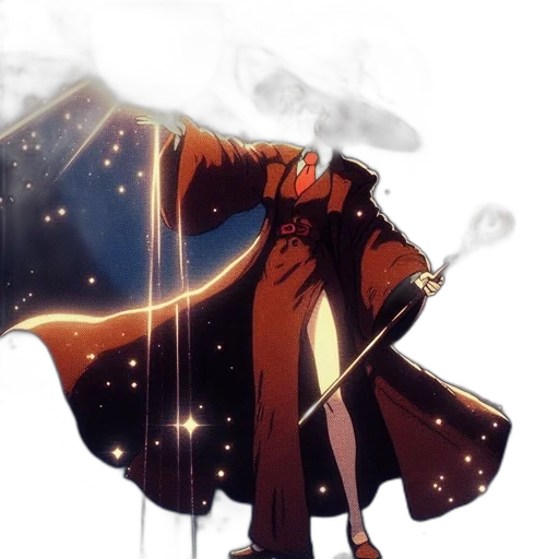 staff, umbrella, jacket, sword, concept art, anime, fantasy art, comic book art transparent PNG cut-out