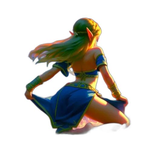 dress, mask, staff, hair, concept art, 3d render, fantasy art, pixel art transparent PNG cut-out