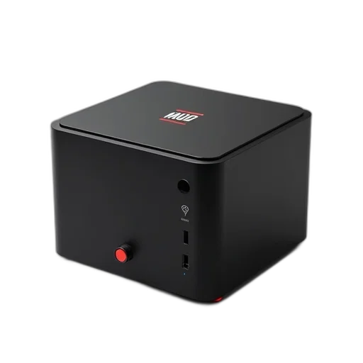 robot, 3d render, compact, modern, computer, sleek, black, design transparent PNG cut-out