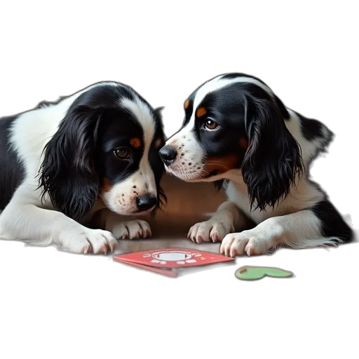 photorealistic, oil painting, springer, spaniels transparent PNG cut-out