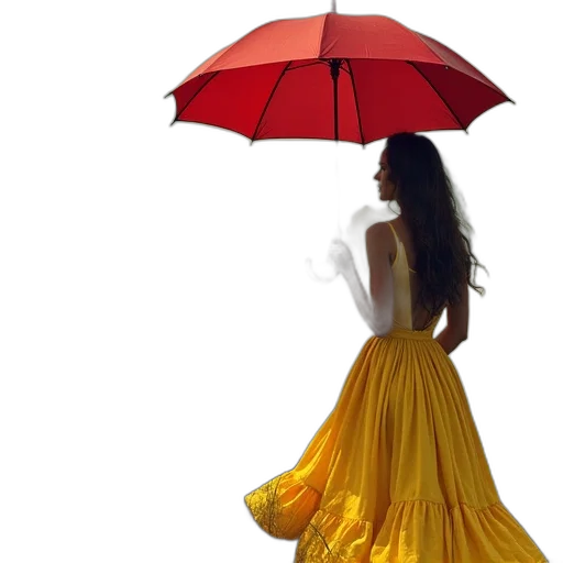 umbrella, dress, photorealistic, 3d render, oil painting, concept art, rain, underwater transparent PNG cut-out