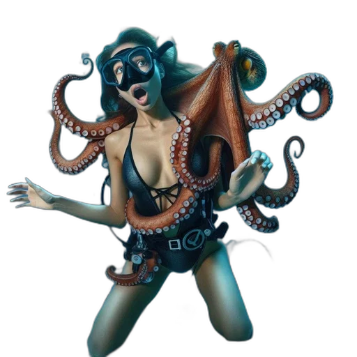 creature, concept art, 3d render, fantasy art, comic book art, underwater, scene, features transparent PNG cut-out