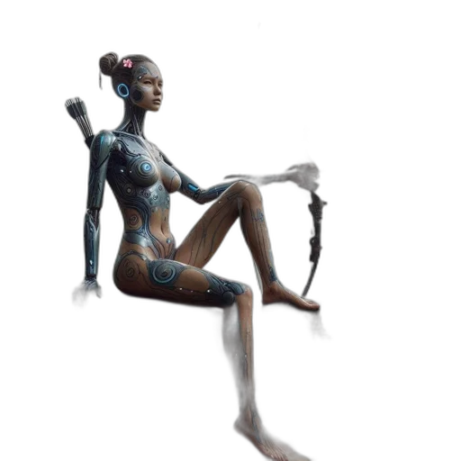 robot, jewelry, staff, creature, concept art, fantasy art, 3d render, photorealistic transparent PNG cut-out