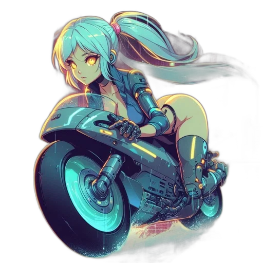 car, robot, weapon, anime, concept art, cyberpunk, fantasy art, blue transparent PNG cut-out