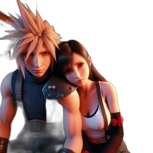 3d render, concept art, fantasy art, photorealistic, two, characters, contrasting, hair transparent PNG cut-out