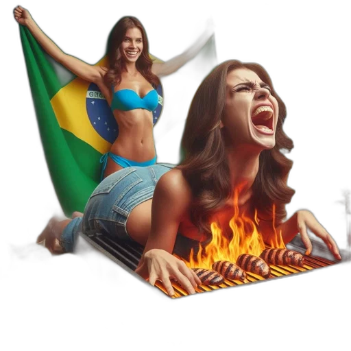 pixel art, concept art, photorealistic, comic book art, fire, beach, setting, woman transparent PNG cut-out