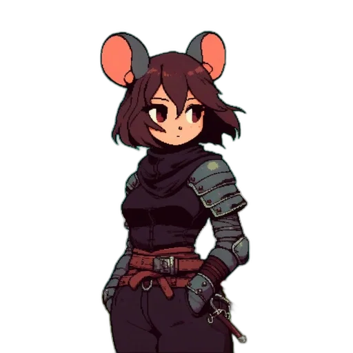 staff, jacket, weapon, animal, pixel art, concept art, cyberpunk, cartoon transparent PNG cut-out