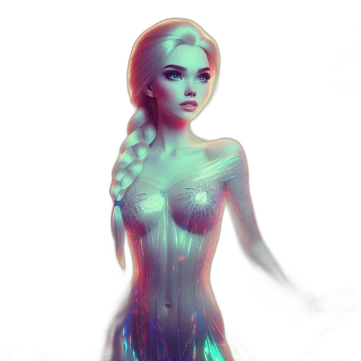dress, robot, creature, fantasy art, concept art, 3d render, pixel art, neon lights transparent PNG cut-out
