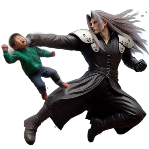 concept art, 3d render, photorealistic, muscular, figure, black, silver, leaps transparent PNG cut-out