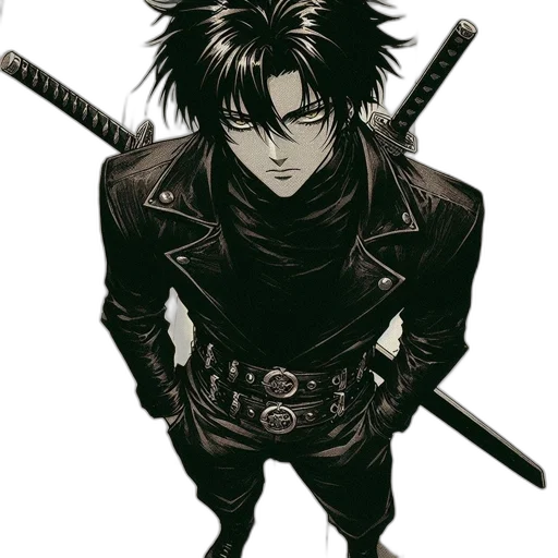 sword, weapon, staff, jacket, comic book art, concept art, anime, pixel art transparent PNG cut-out