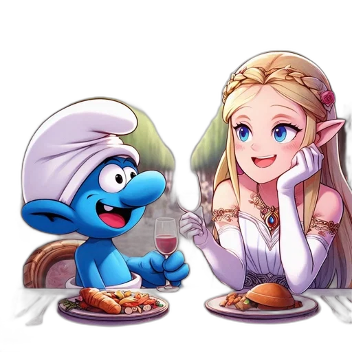 food, fantasy art, concept art, pixel art, cartoon, fire, blue, two transparent PNG cut-out