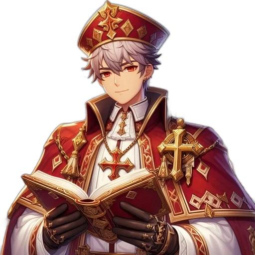 staff, crown, sword, weapon, pixel art, red, youthful, figure transparent PNG cut-out
