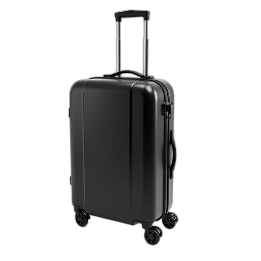 black, modern, wheeled, suitcase, sleek, design, silver, handle transparent PNG cut-out