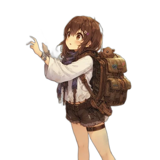 jacket, staff, weapon, dress, concept art, anime, pixel art, fantasy art transparent PNG cut-out
