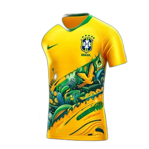 vibrant, yellow, green, brazilian, jersey, features, intricate, illustration transparent PNG cut-out