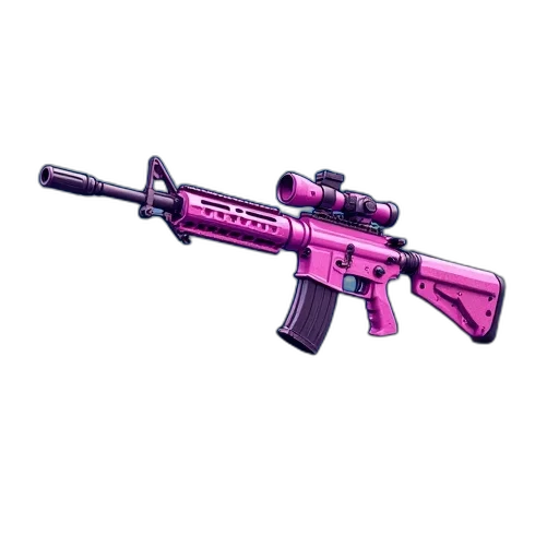 weapon, vaporwave, 3d render, pixel art, concept art, pixelated, image, purple transparent PNG cut-out