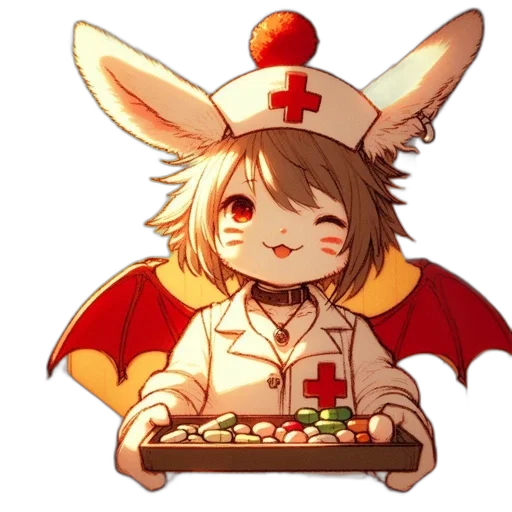 staff, dragon, pixel art, concept art, fantasy art, anime, nurse, character transparent PNG cut-out