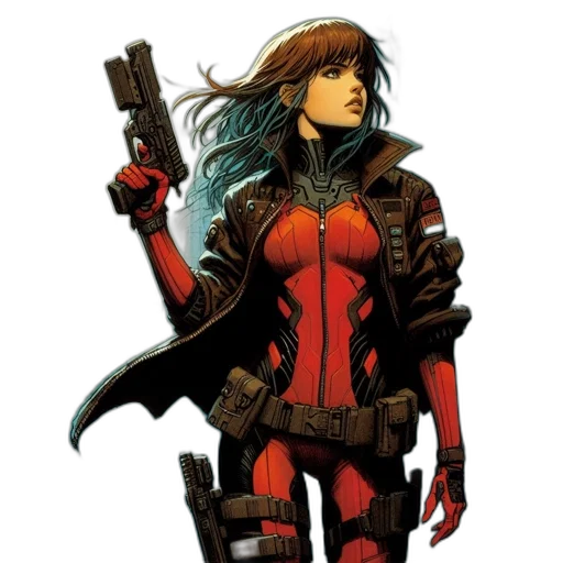 jacket, comic book art, concept art, red transparent PNG cut-out