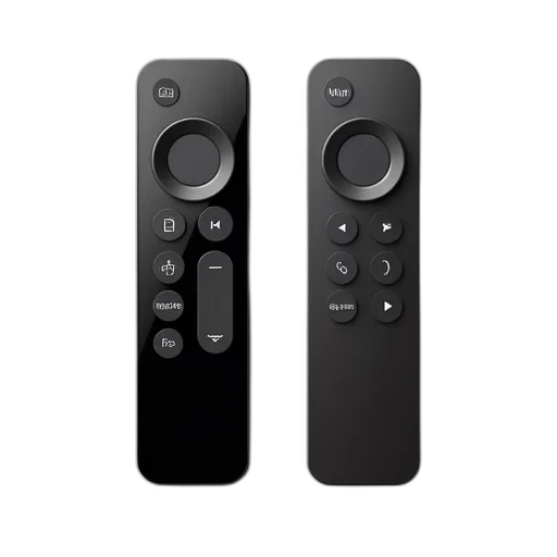 3d render, two, black, remote, controls, circular, navigation, button transparent PNG cut-out