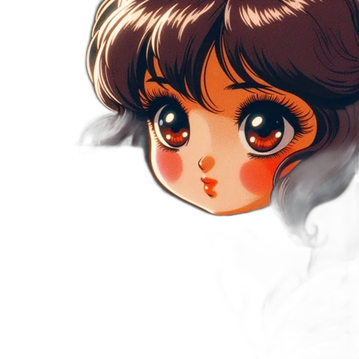 face, creature, anime, watercolor, photorealistic, concept art, pastel, red transparent PNG cut-out