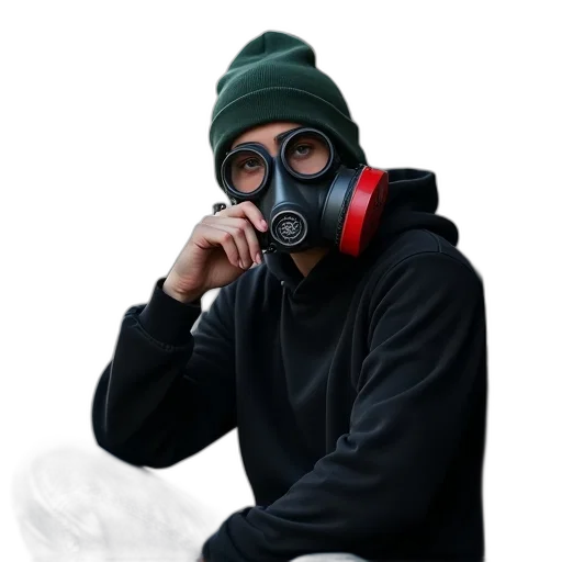 mask, jacket, face, hat, concept art, photorealistic, pixel art, oil painting transparent PNG cut-out