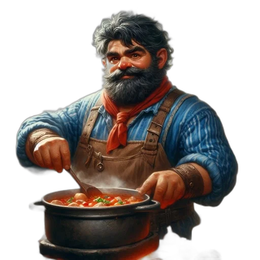 food, staff, face, concept art, photorealistic, pixel art, fantasy art, inside transparent PNG cut-out