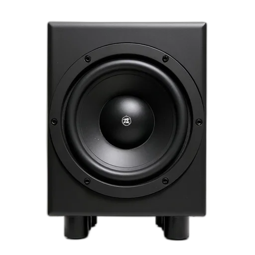 black, speaker, circular, grille, small, logo, center, shown transparent PNG cut-out