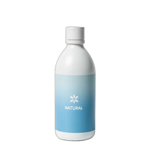 bottle, white, blue, label, containing, liquid, substance, has transparent PNG cut-out