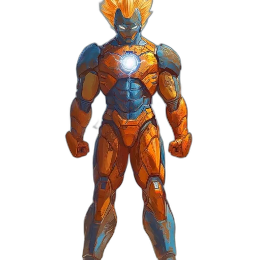 robot, mask, concept art, 3d render, comic book art, fantasy art, blue, golden transparent PNG cut-out