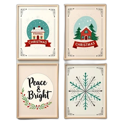 collection, four, christmas-themed, posters, different, designs, top, left transparent PNG cut-out