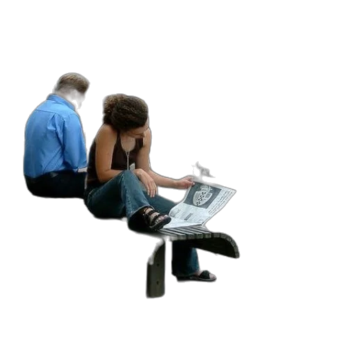 furniture, staff, 3d render, concept art, man, woman, sit, bench transparent PNG cut-out