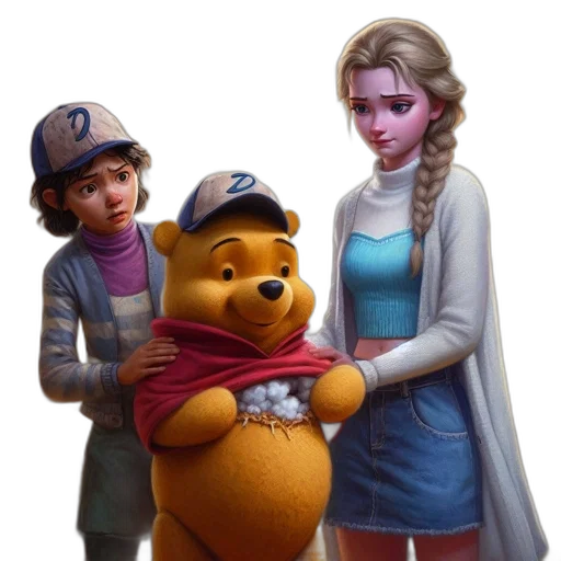 concept art, 3d render, photorealistic, fantasy art, snow, two, animated, child transparent PNG cut-out