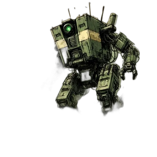 robot, weapon, creature, animal, concept art, pixel art, 3d render, watercolor transparent PNG cut-out