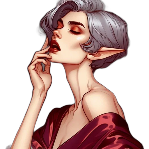 face, dress, fantasy art, concept art, watercolor, pixel art, red, dark transparent PNG cut-out