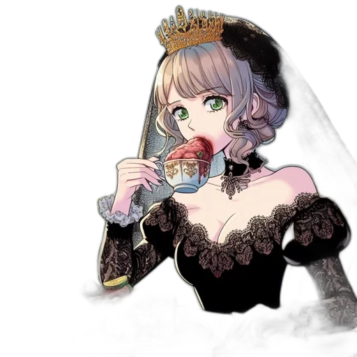 crown, dress, food, staff, concept art, anime, pixel art, fantasy art transparent PNG cut-out