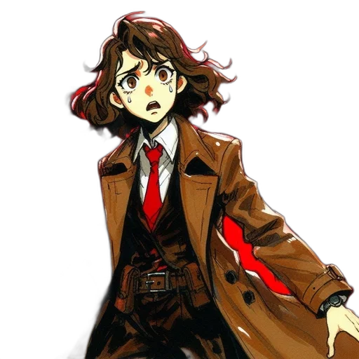 jacket, staff, weapon, hat, concept art, comic book art, anime, cartoon transparent PNG cut-out