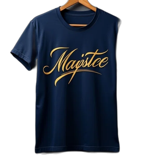 majestic, script, tee, navy transparent PNG cut-out